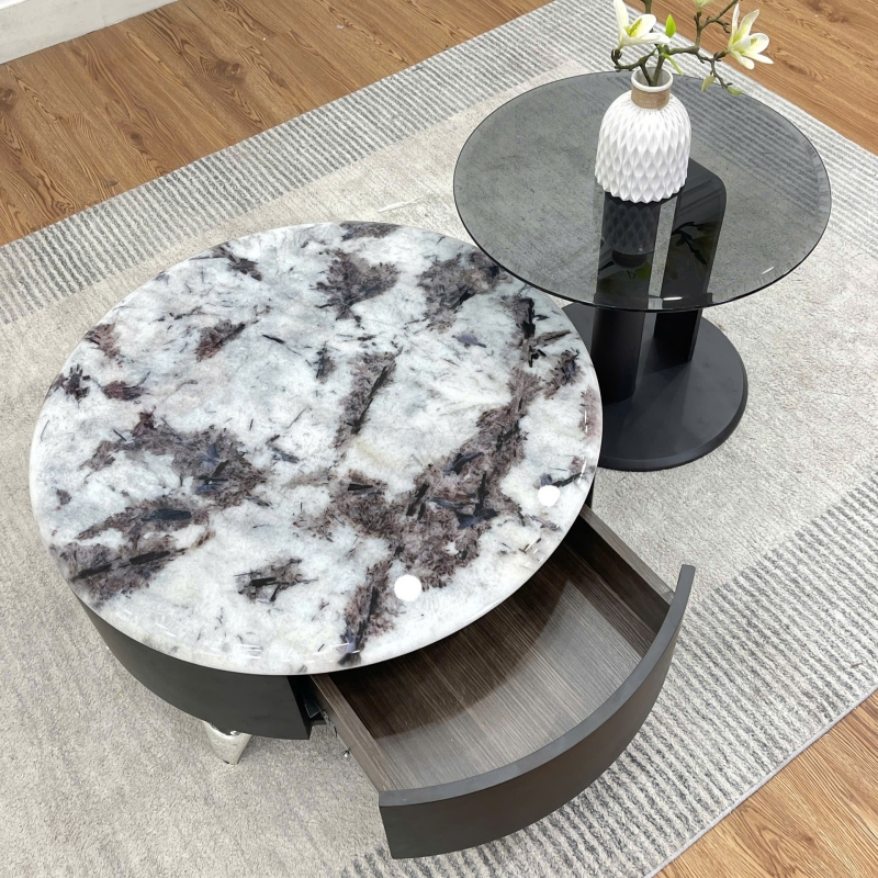 Bộ bàn trà tròn đôi hiện đại BT95