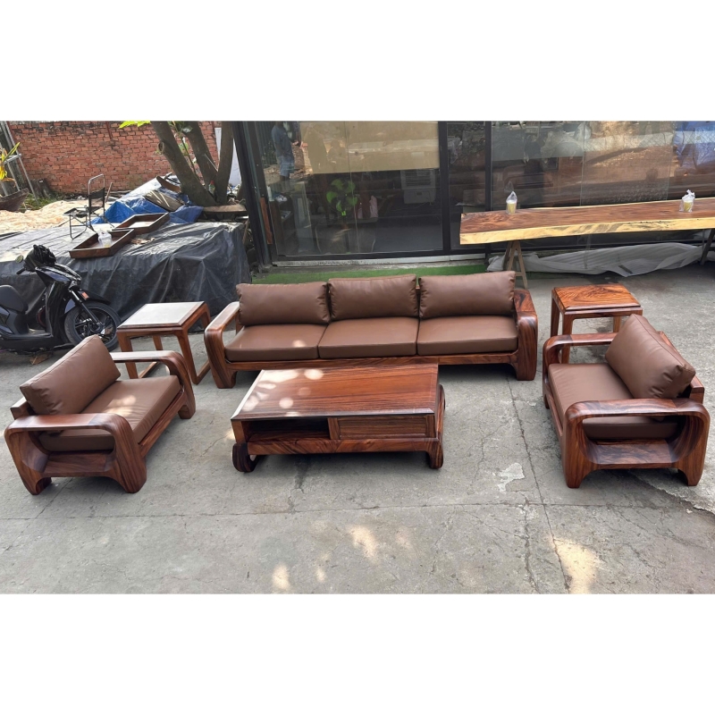 Bộ bàn ghế sofa gỗ me tây 6 món SG07