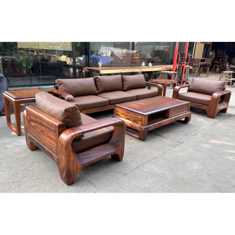 Bộ bàn ghế sofa gỗ me tây 6 món SG07