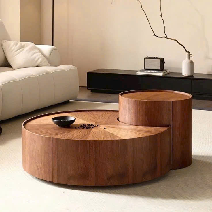 Bàn trà gỗ tròn 2 tầng BT96