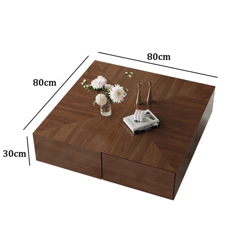 Bàn trà vuông tối giản 4 ngăn BT112