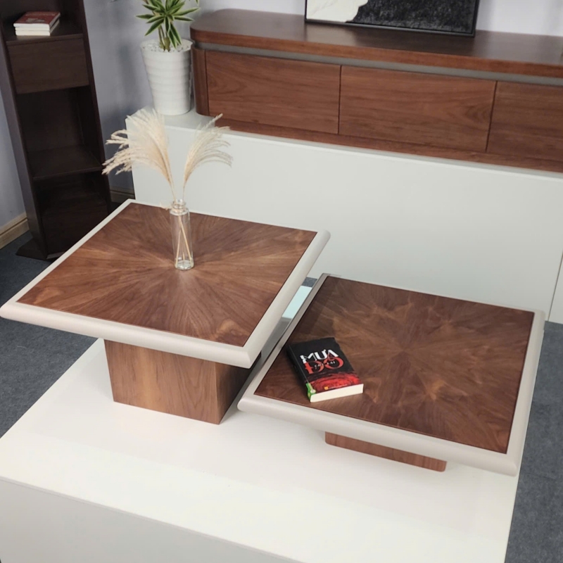 Bộ bàn trà gỗ vuông có viền BT111