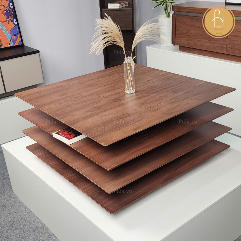 Bàn trà gỗ 4 tầng phong cách Ý BT110