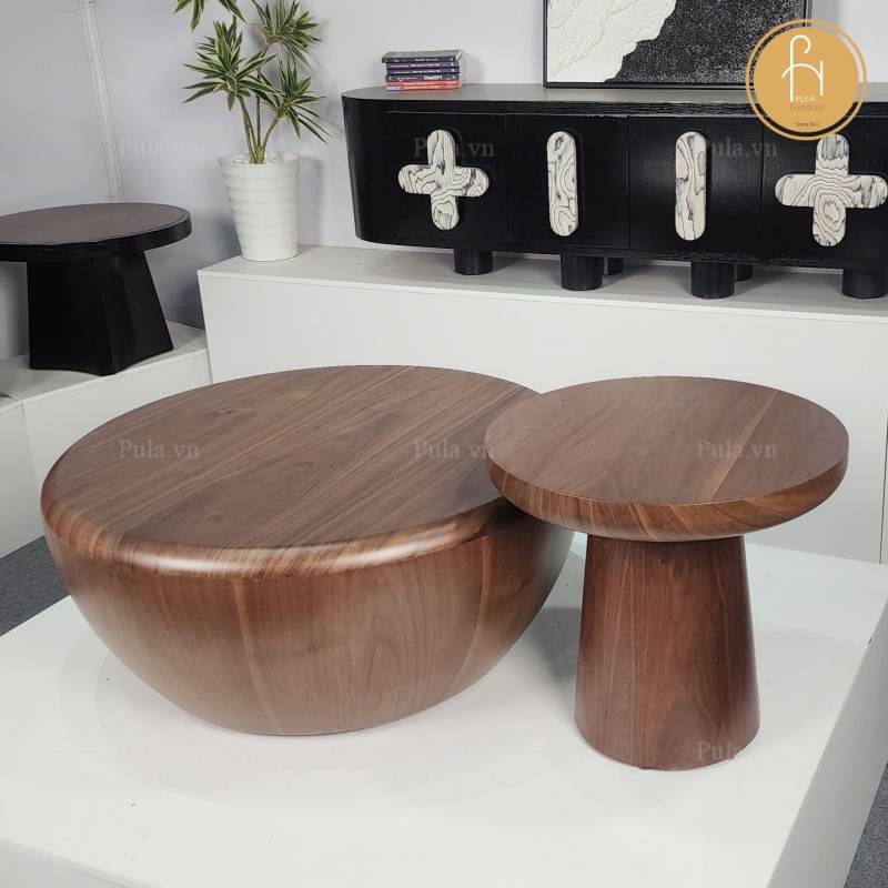 Bộ bàn trà gỗ 2 món phong cách Bắc Âu BT104