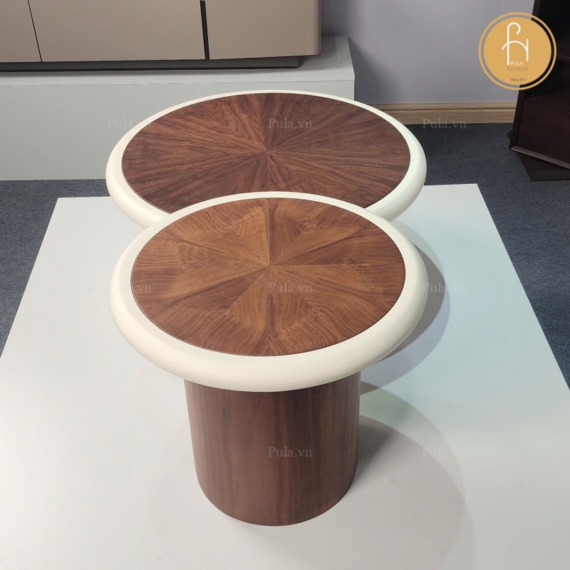 Bộ bàn trà gỗ tròn có viền BT113