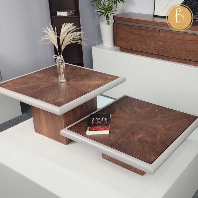 Bộ bàn trà gỗ vuông có viền BT111