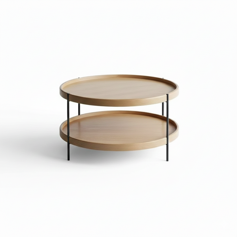 Bàn trà 2 tầng mặt gỗ Pula BT23