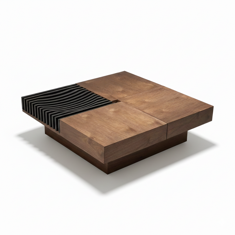 Bàn trà gỗ vuông 4 ngăn nhập khẩu Pula BT65