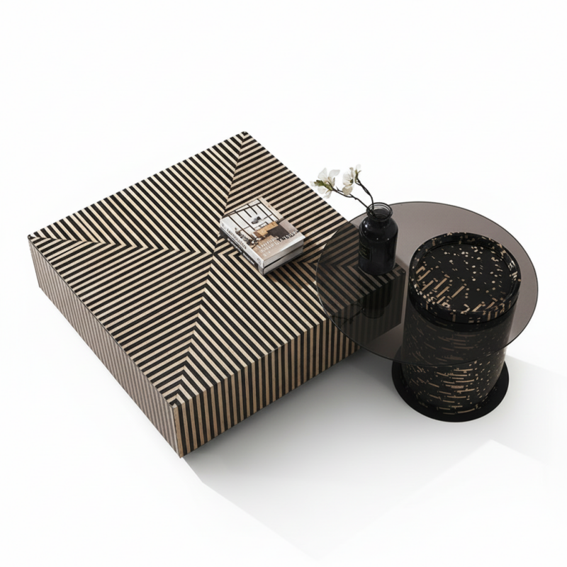 Bộ bàn trà đôi vân đàn Piano Pula BT85