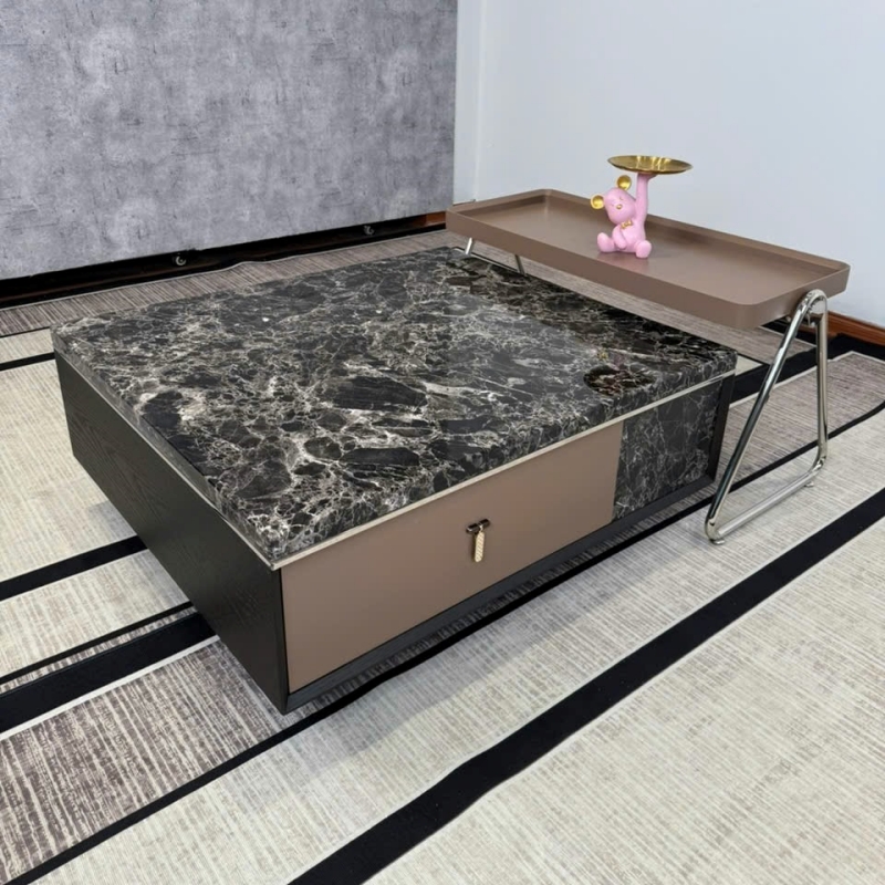 Bàn trà đôi nhập khẩu mặt đá Pula BT80