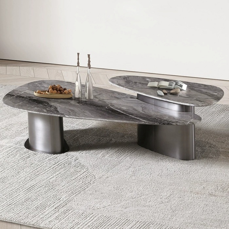 Bàn trà mặt đá nhập khẩu 2 tầng Pula BT84