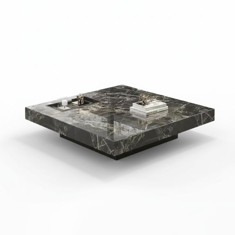 Bàn trà vuông mặt đá nhập khẩu cao cấp Pula BT32