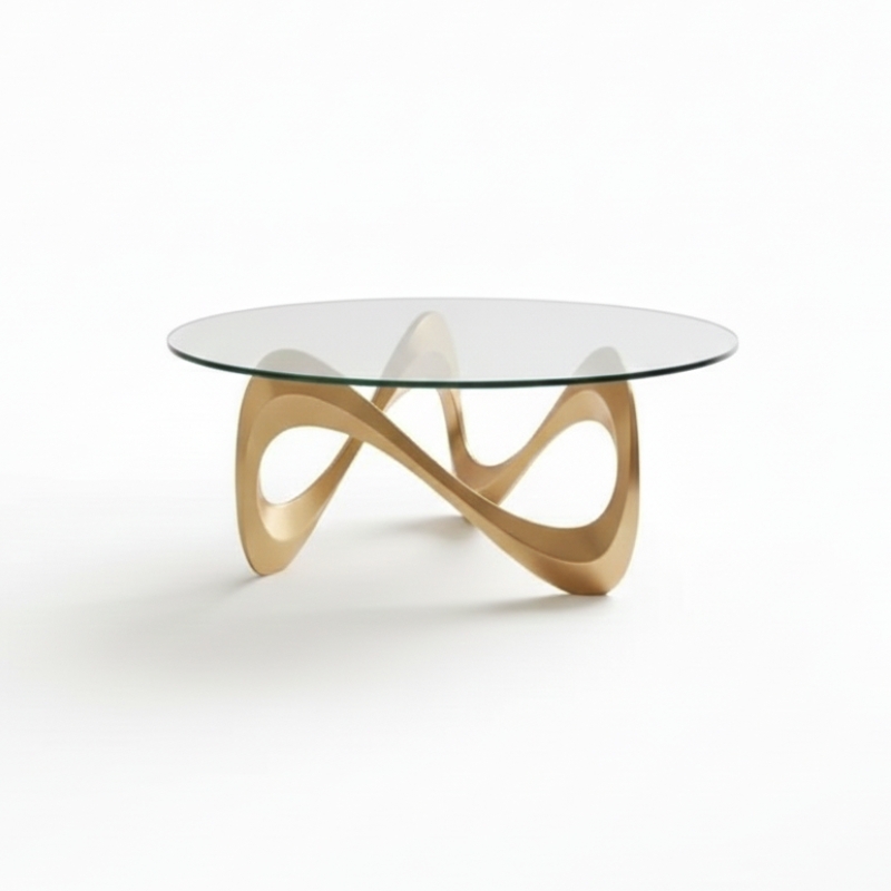 Bàn trà chân gỗ lượn sóng cao cấp Pula BT41