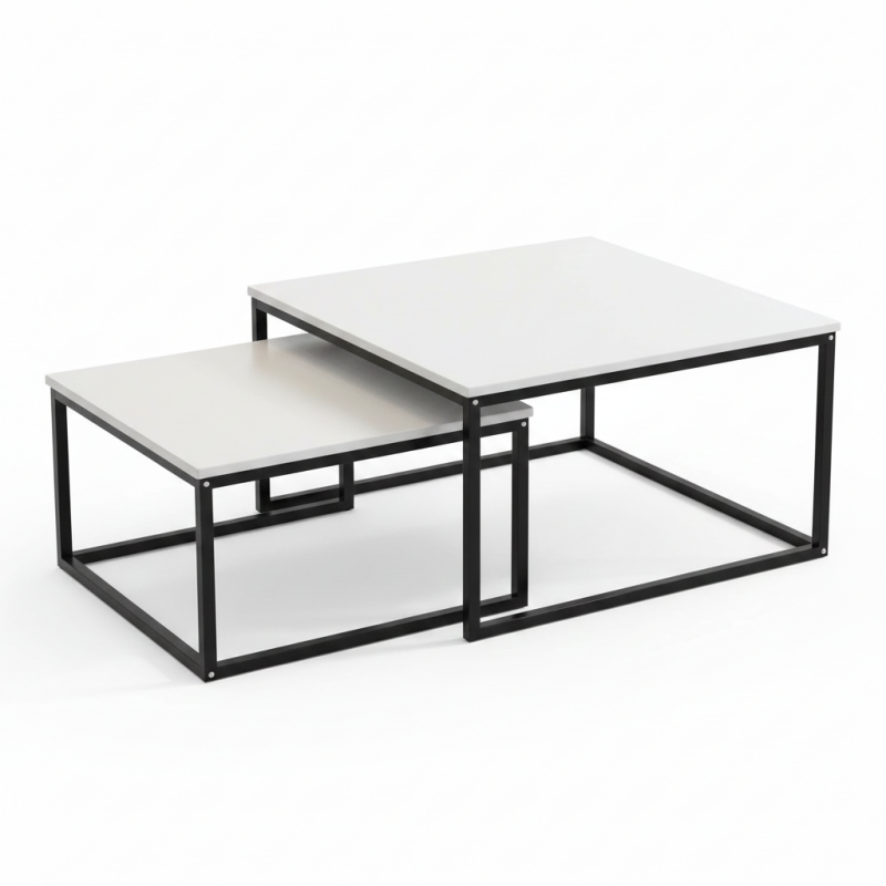 Bàn trà đôi vuông mặt đá Pula BT03