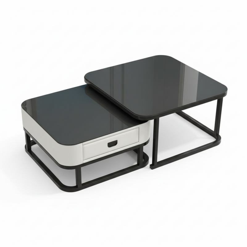 Bàn trà vuông đôi mặt kính Pula BT07