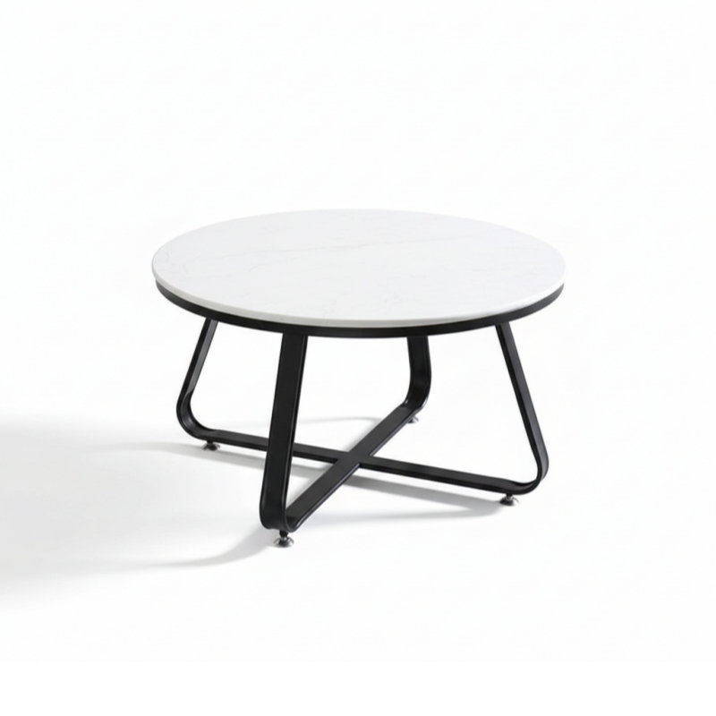 Bàn trà tròn mặt đá chân sắt Pula BT09