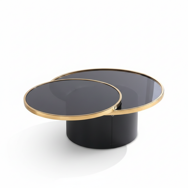 Bàn trà 2 mặt kính viền mạ PVD Pula BT25