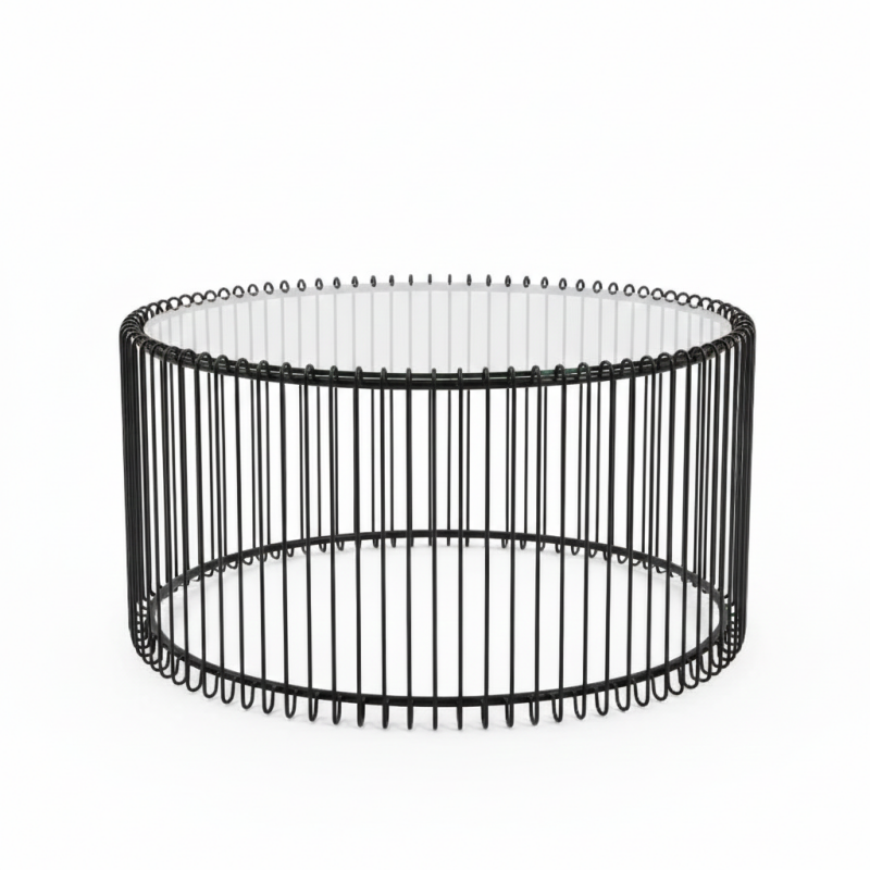 Bàn trà khung sắt mặt kính Pula BT28