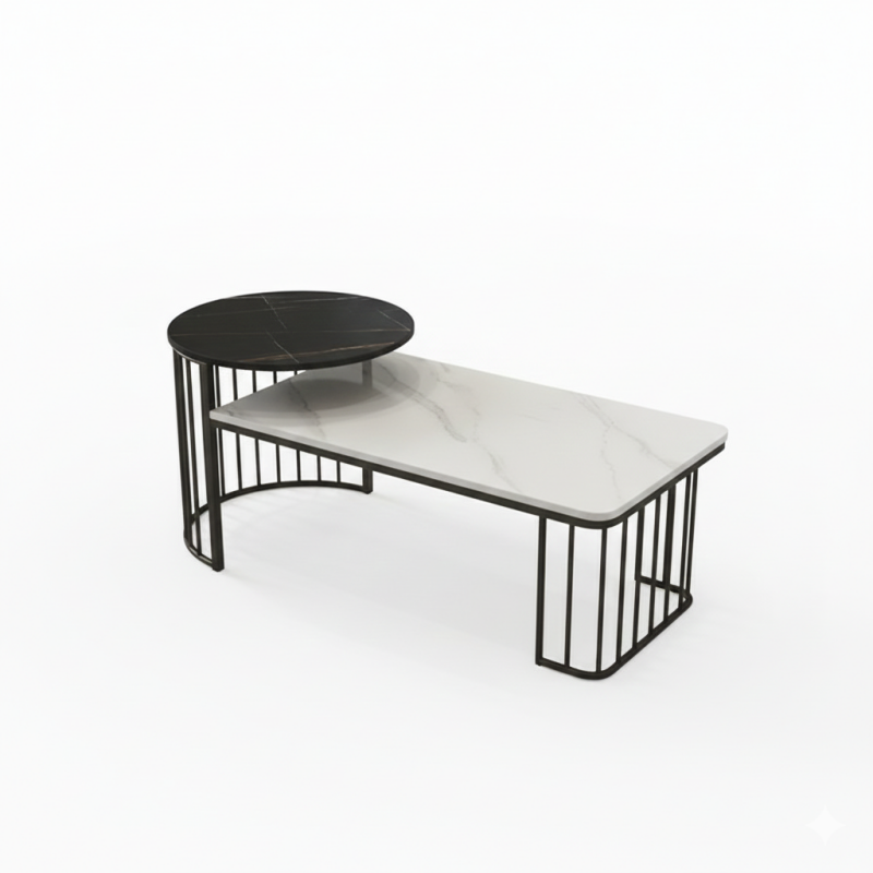 Bàn trà đôi 2 tầng phong cách Bắc Âu Pula BT47