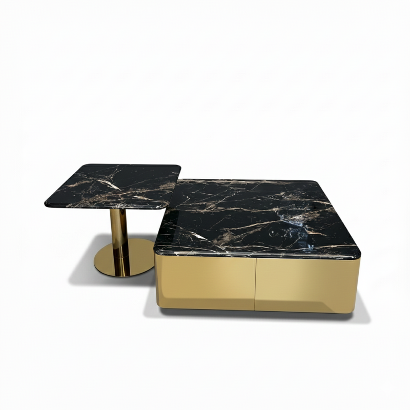 Bộ bàn trà đôi mặt đá hiện đại BT89