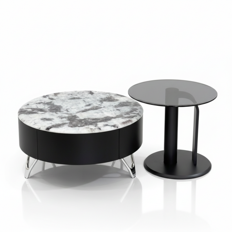 Bộ bàn trà tròn đôi hiện đại BT95