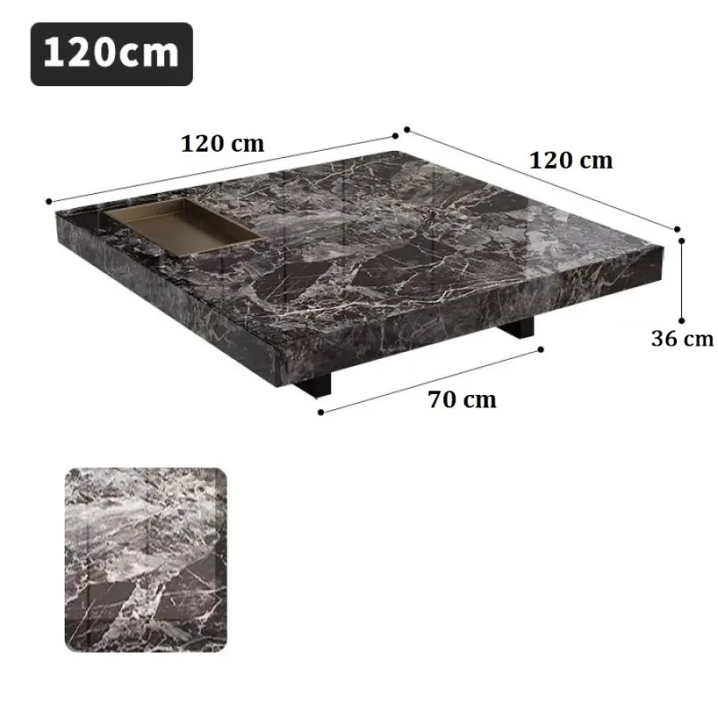 Bàn trà vuông mặt đá nhập khẩu cao cấp Pula BT32