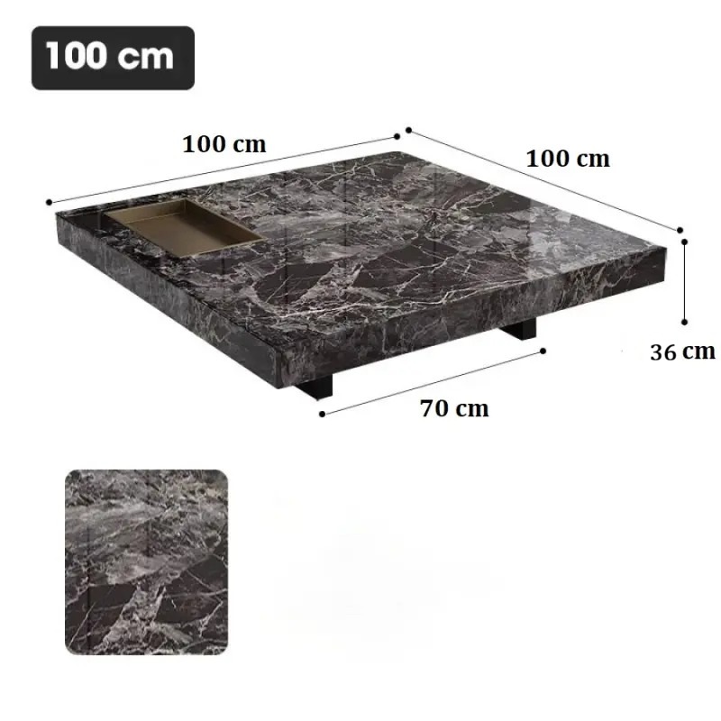 Bàn trà vuông mặt đá nhập khẩu cao cấp Pula BT32