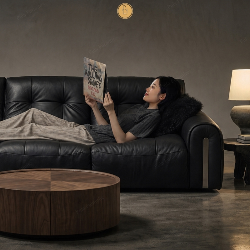 Sofa văng da bò Ý hiện đại Domus (V104)