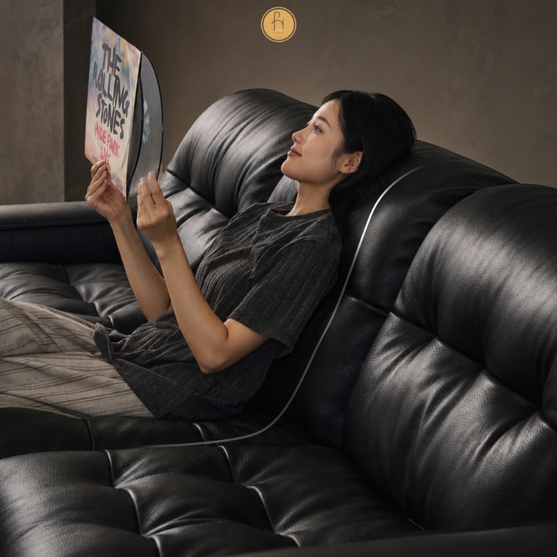 Sofa văng da bò Ý hiện đại Domus (V104)