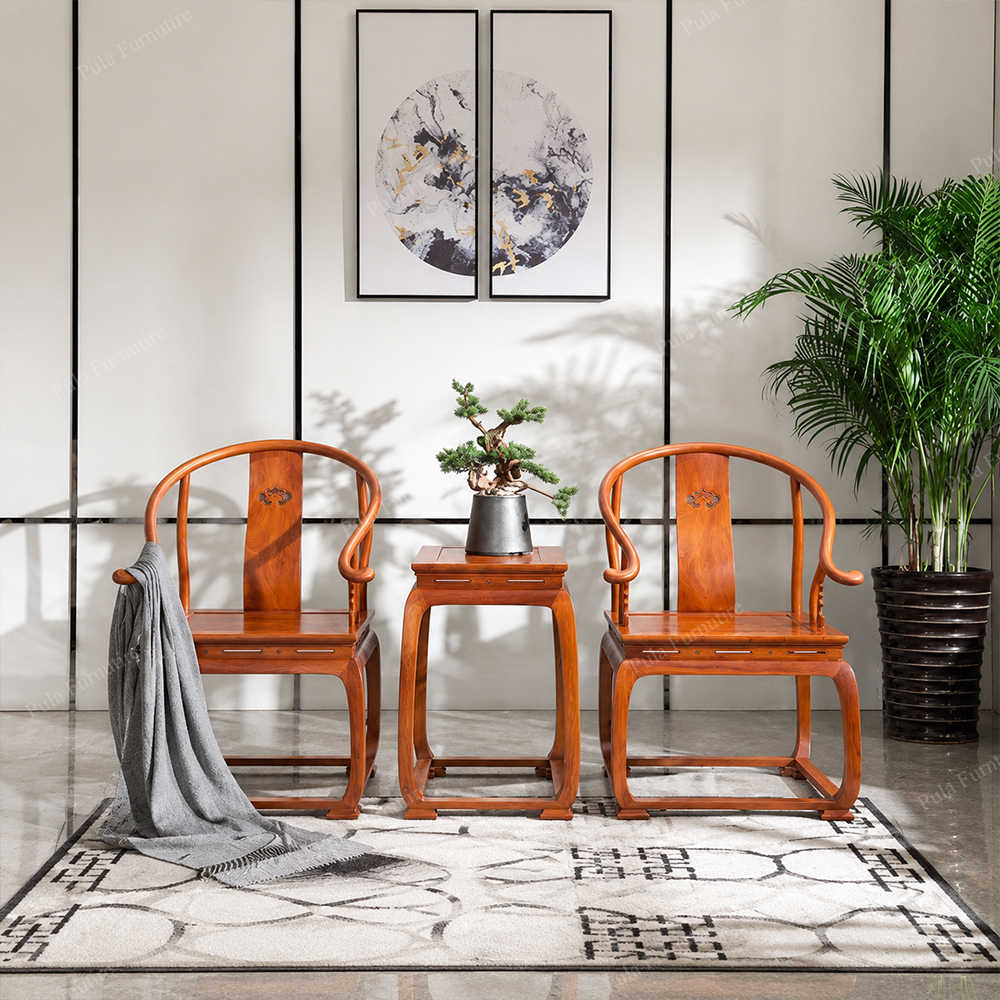 Bộ 3 bàn trà đạo Minh tròn gỗ Hương TD22