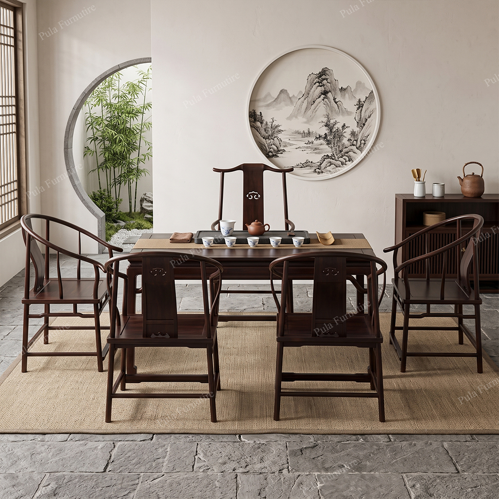 Bộ bàn trà gỗ Hương phong cách nhà Minh cổ TD12
