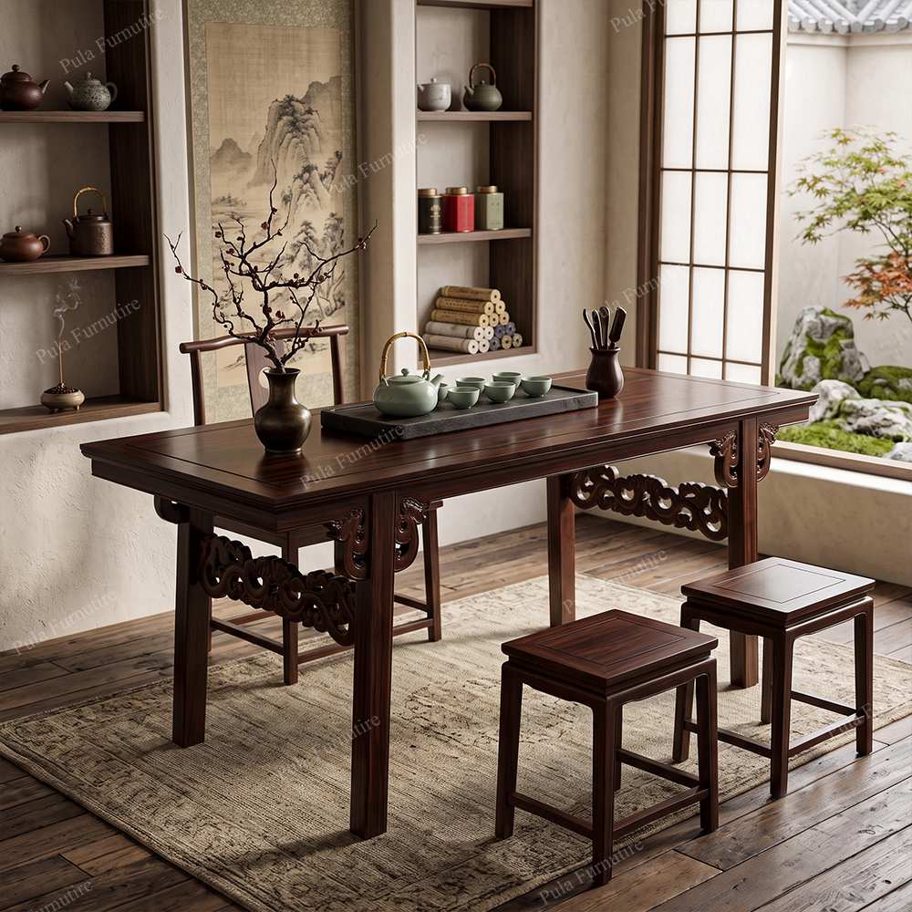 Bàn trà đạo gỗ Hương họa tiết sang trọng BAT05