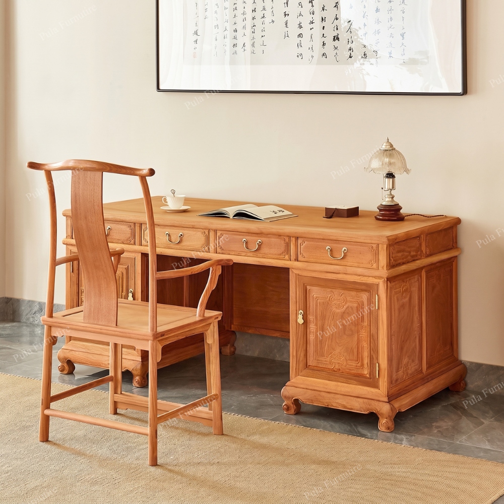 Bộ bàn làm việc lãnh đạo cổ sang trọng BLVT03