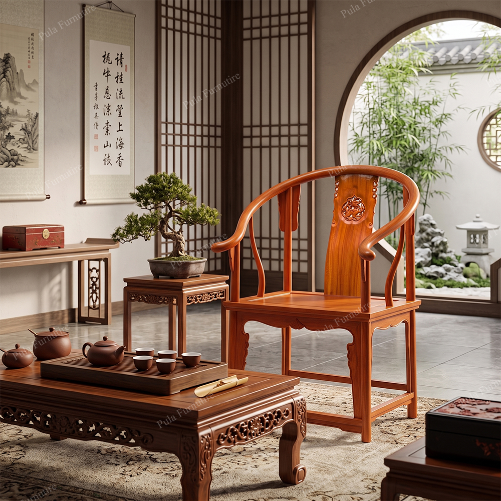 Ghế Minh cổ trà đạo gỗ Hương GPT15