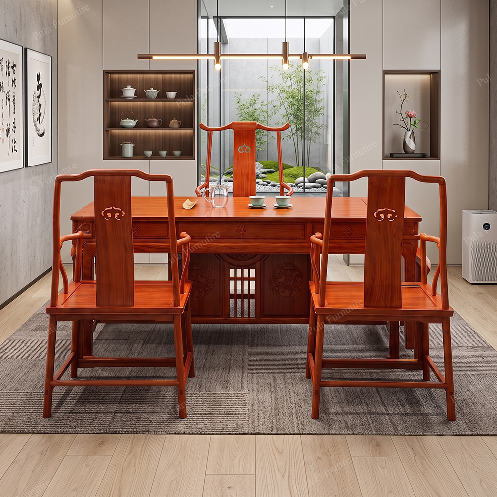 Bộ bàn ghế trà thất 4 món gỗ Hương TD37
