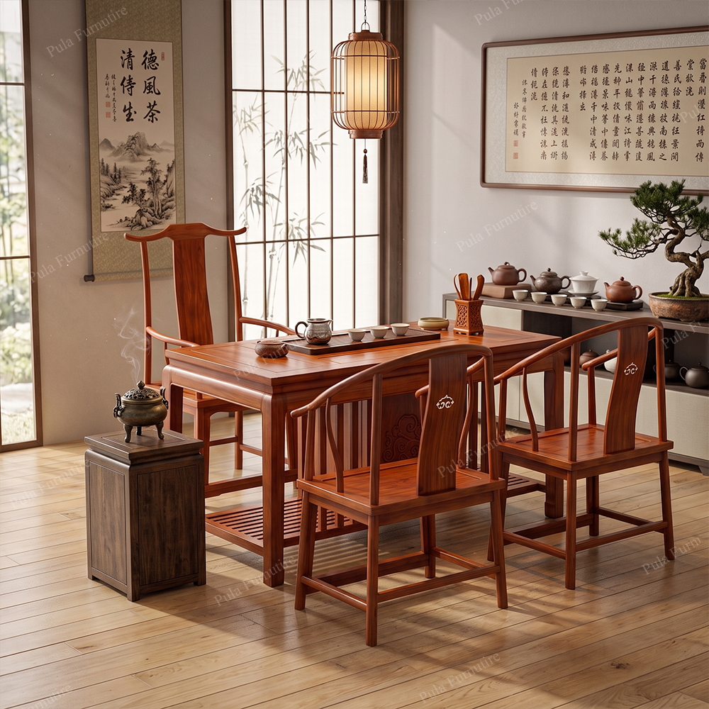 Bộ bàn trà nhỏ 4 món gỗ Hương TD19