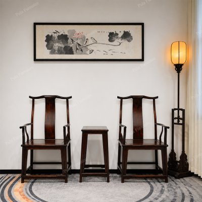 Bộ 3 bàn trà ghế Tai quan gỗ Trắc cao cấp TD24