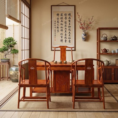 Bộ bàn trà nhỏ 4 món gỗ Hương TD19